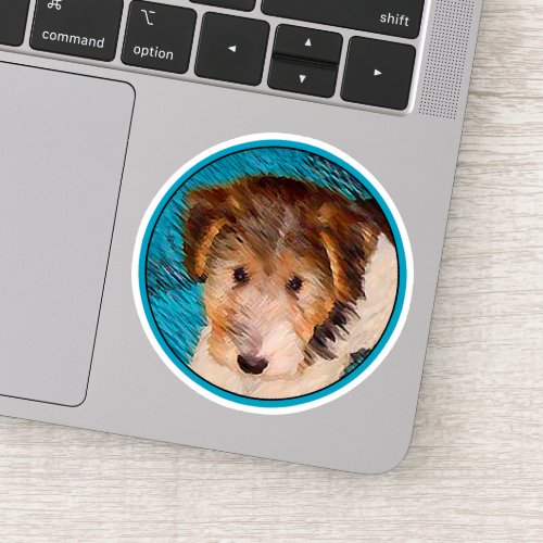 Wire Fox Terrier Puppy Painting _ Original Dog Art Sticker