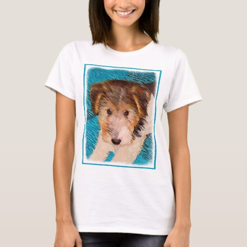 Wire Fox Terrier Puppy Painting _ Original Dog Art T_Shirt