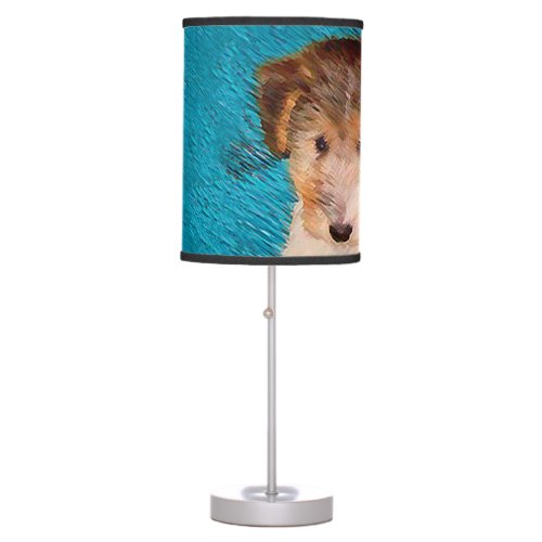 Wire Fox Terrier Puppy Painting _ Original Dog Art Table Lamp