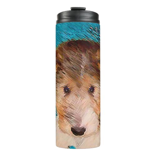 Wire Fox Terrier Puppy Painting _ Original Dog Art Thermal Tumbler