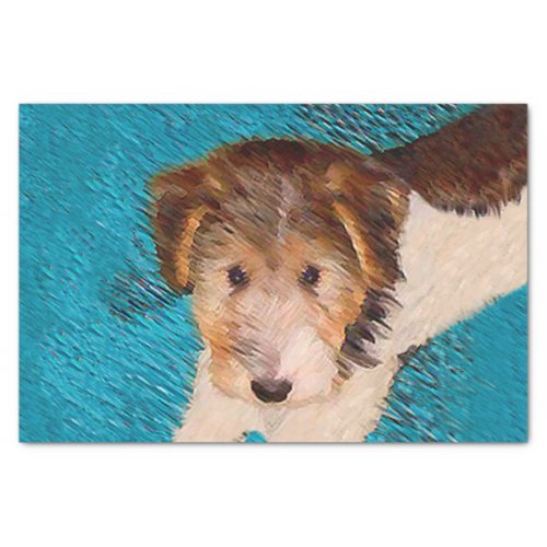 Wire Fox Terrier Puppy Painting _ Original Dog Art Tissue Paper