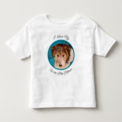 Wire Fox Terrier Puppy Painting _ Original Dog Art Toddler T_shirt