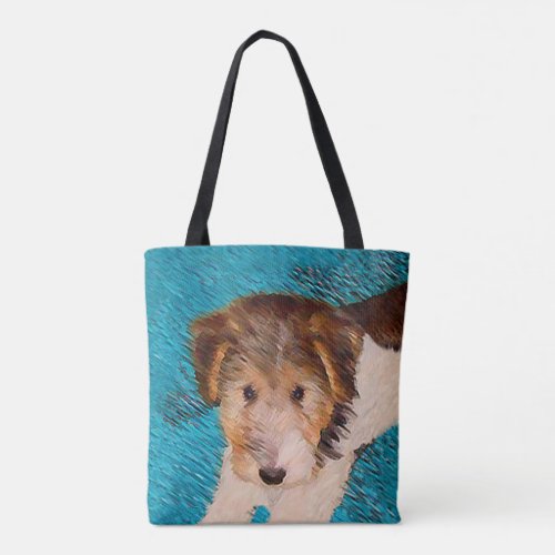 Wire Fox Terrier Puppy Painting _ Original Dog Art Tote Bag