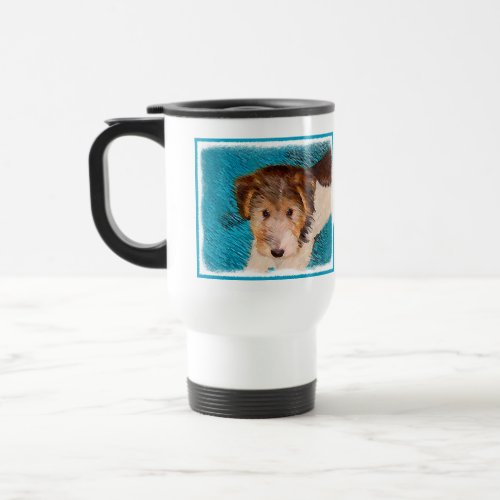 Wire Fox Terrier Puppy Painting _ Original Dog Art Travel Mug
