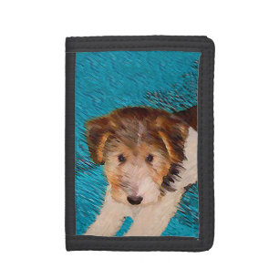 Wire Fox Terrier Puppy Painting - Original Dog Art Trifold Wallet