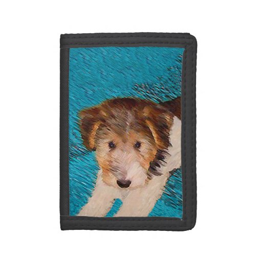 Wire Fox Terrier Puppy Painting _ Original Dog Art Trifold Wallet