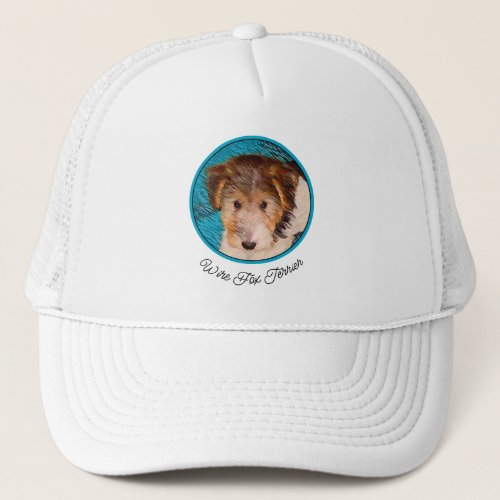 Wire Fox Terrier Puppy Painting _ Original Dog Art Trucker Hat