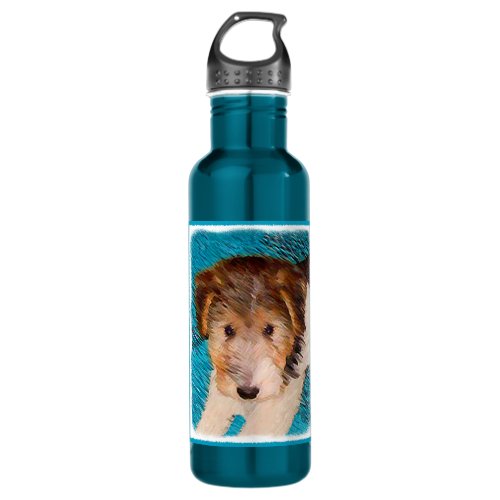 Wire Fox Terrier Puppy Painting _ Original Dog Art Water Bottle