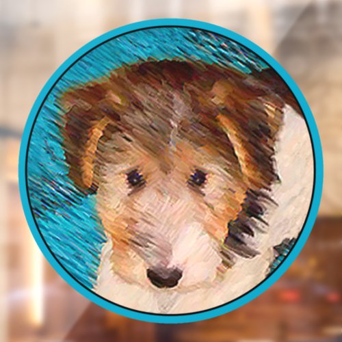 Wire Fox Terrier Puppy Painting _ Original Dog Art Window Cling