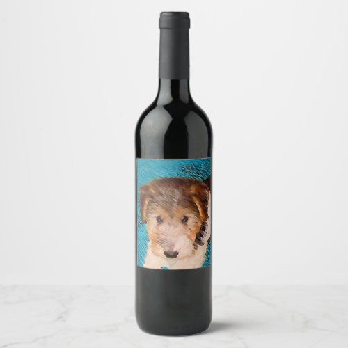 Wire Fox Terrier Puppy Painting _ Original Dog Art Wine Label