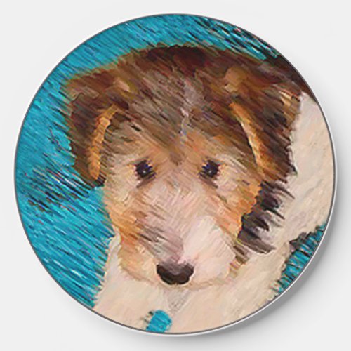 Wire Fox Terrier Puppy Painting _ Original Dog Art Wireless Charger