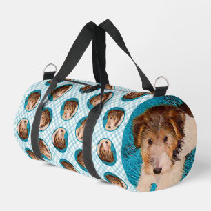 Wire Fox Terrier Puppy Painting tricolor Dog Art Duffle Bag