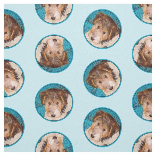 Wire Fox Terrier Puppy Painting tricolor Dog Art Fabric