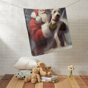 Wire Fox Terrier Santa Claus Festive Christmas Baby Blanket
