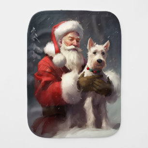 Wire Fox Terrier Santa Claus Festive Christmas Baby Burp Cloth