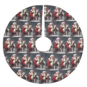 Wire Fox Terrier Santa Claus Festive Christmas Brushed Polyester Tree Skirt