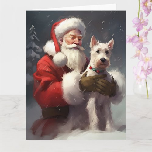 Wire Fox Terrier Santa Claus Festive Christmas Card