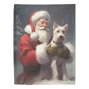 Wire Fox Terrier Santa Claus Festive Christmas Duvet Cover