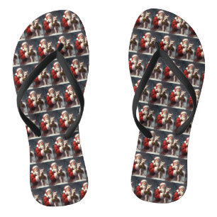 Wire Fox Terrier Santa Claus Festive Christmas Flip Flops