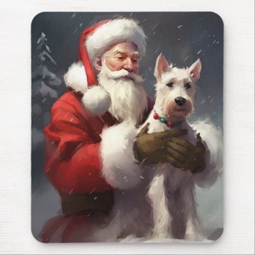 Wire Fox Terrier Santa Claus Festive Christmas Mouse Pad