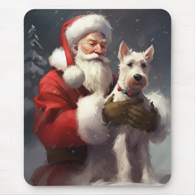 Wire Fox Terrier Santa Claus Festive Christmas Mouse Pad (Front)