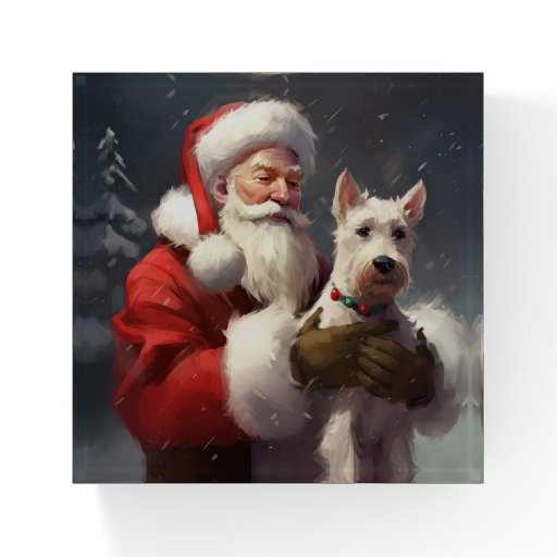 Wire Fox Terrier Santa Claus Festive Christmas Paperweight
