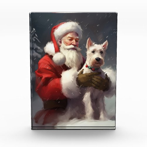 Wire Fox Terrier Santa Claus Festive Christmas Photo Block