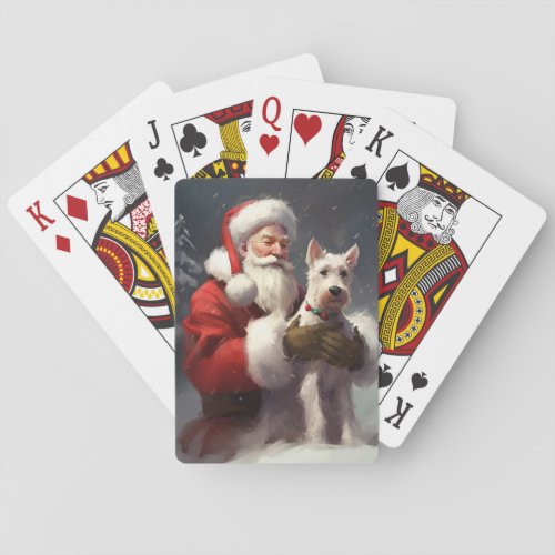 Wire Fox Terrier Santa Claus Festive Christmas Playing Cards