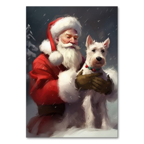 Wire Fox Terrier Santa Claus Festive Christmas Table Number