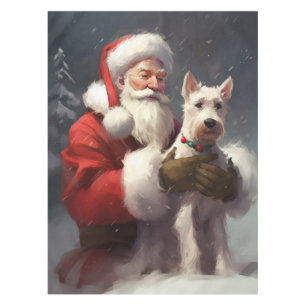 Wire Fox Terrier Santa Claus Festive Christmas Tablecloth