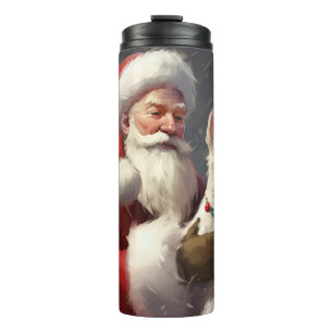 Wire Fox Terrier Santa Claus Festive Christmas Thermal Tumbler