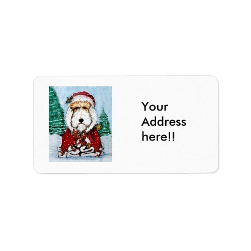 Wire Fox Terrier Santa Label