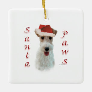 Wire Fox Terrier Santa Paws Ceramic Ornament