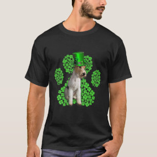 Wire Fox Terrier Shamrock Paw Clovers St Patrick's T-Shirt