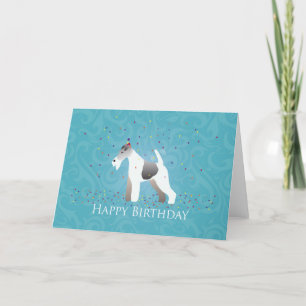 Wire Fox Terrier Silhouette Birthday Design Card