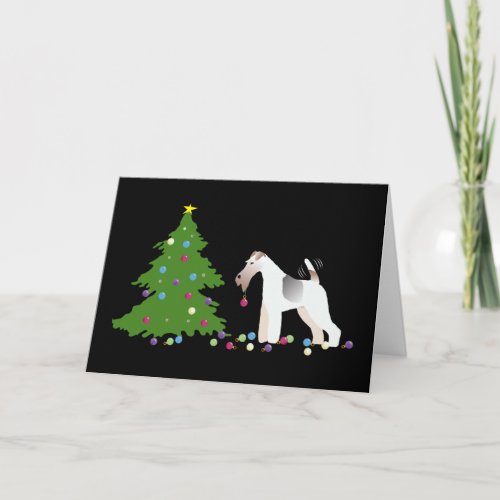 Wire Fox Terrier Silhouette Christmas Design Holiday Card
