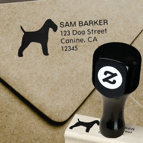 Wire Fox Terrier Silhouette Return Address Rubber Stamp