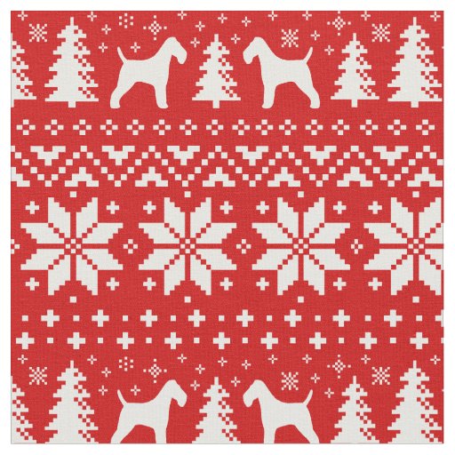 Wire Fox Terrier Silhouettes Christmas Holiday Fabric