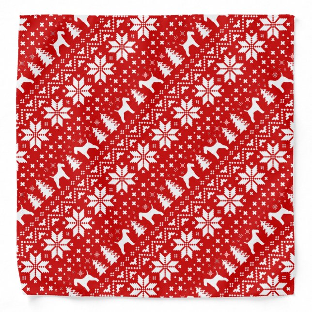 Wire Fox Terrier Silhouettes Christmas Pattern Bandana (Front)