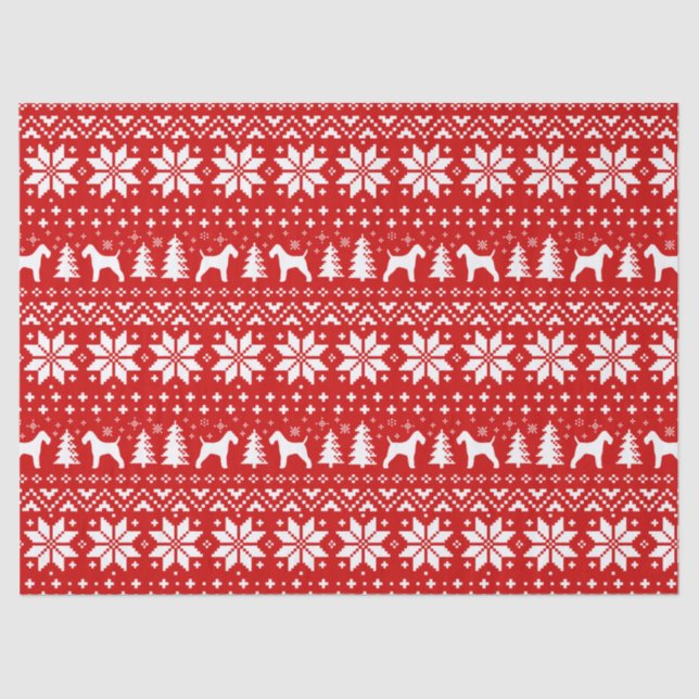 Wire Fox Terrier Silhouettes Christmas Pattern Tissue Paper (Front)