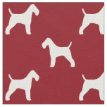 Wire Fox Terrier Silhouettes Dogs Red and White Fabric
