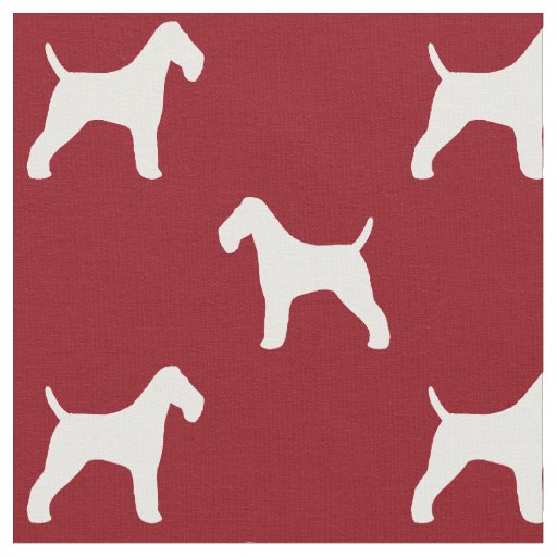 Wire Fox Terrier Silhouettes Dogs Red and White Fabric
