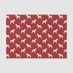 Wire Fox Terrier Silhouettes Pattern Red Tissue Paper