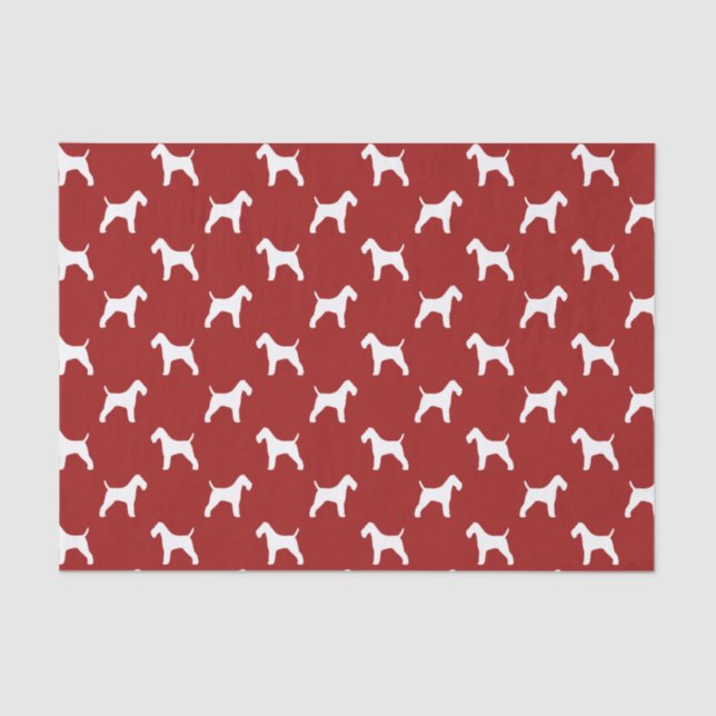 Wire Fox Terrier Silhouettes Pattern Red Tissue Paper (Front)