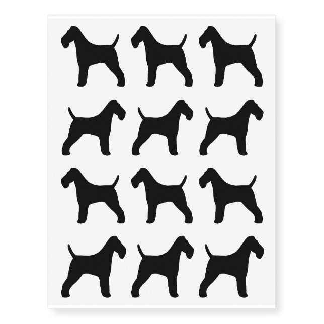Wire Fox Terrier Silhouettes Temporary Tattoos (Front)