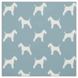 Wire Fox Terrier Silhouettes White and Blue Fabric