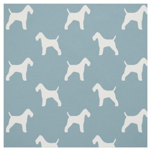 Wire Fox Terrier Silhouettes White and Blue Fabric