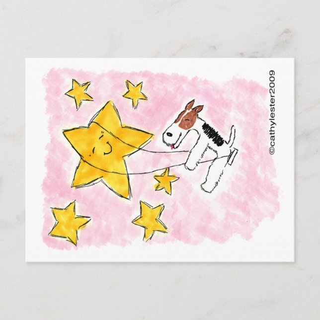 Wire fox terrier swingin' on a star postcard (Front)