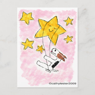 Wire fox terrier swingin' on a star postcard