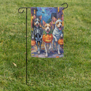 Wire Fox Terrier Trick-or-Treating Halloween  Garden Flag